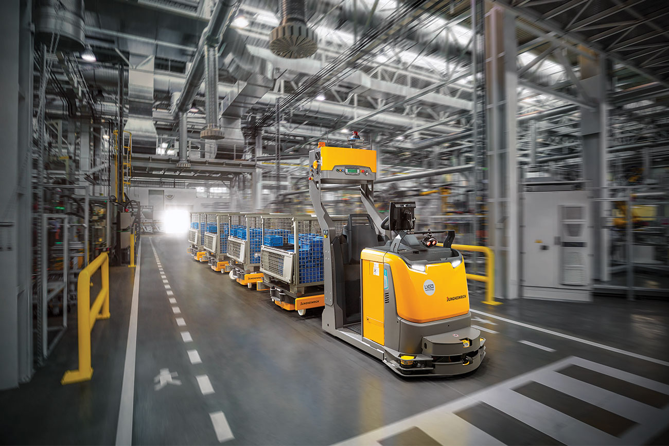 Jungheinrich Automated Guided Vehicle (AGV) in Warehouse