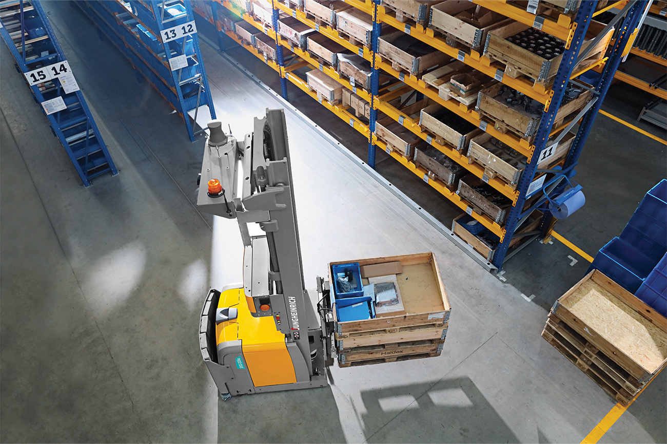 Jungheinrich Automated Guided Vechicle (AGV) in warehouse