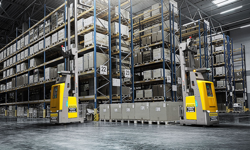 Jungheinrich AGVs in warehouse