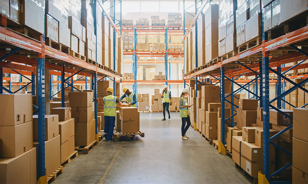 People working in a warehouse