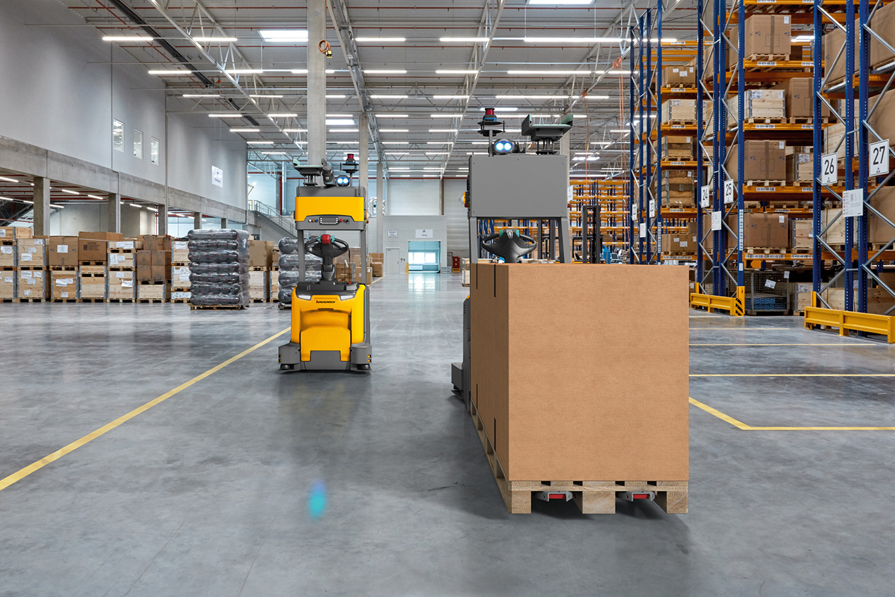 AGVs increasing productivity in warehouse environment